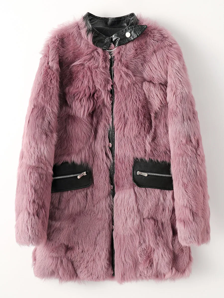 

Tuscan Fur Real Fur Coat Women Luxury Jacket Mid-length Winter 2022 New Fashion Stand-up Collar Fur Parka