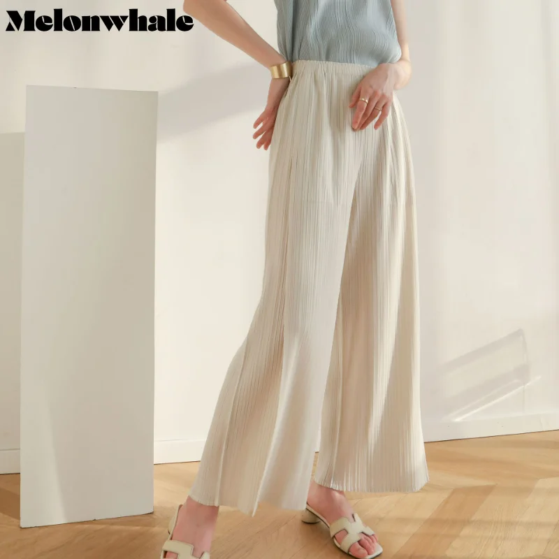 

MelonWhale Miyake Pleats Harem Wide Leg Pants 2023 New Summer High Waist Loose Loose Casual Women Korean Designer Aesthetic