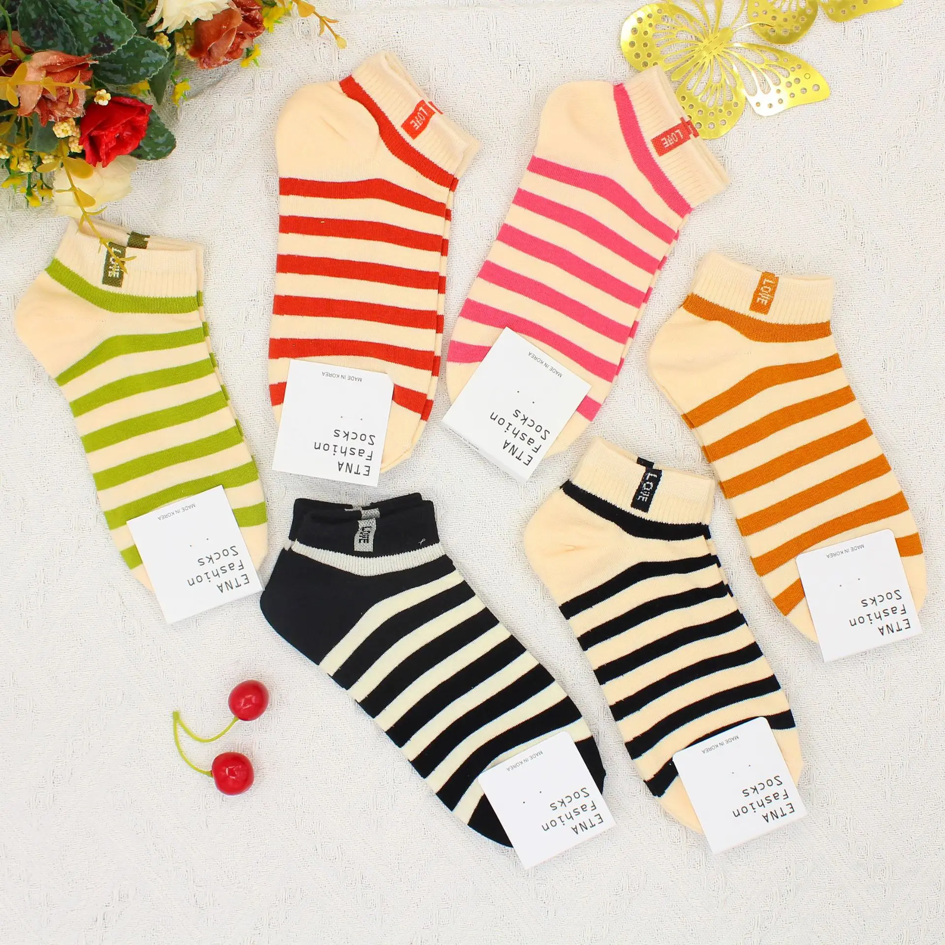 

Носки женские флуоресцентные, мягкие классические зеленые с принтом в полоску, с мультяшным рисунком, на весну-осень