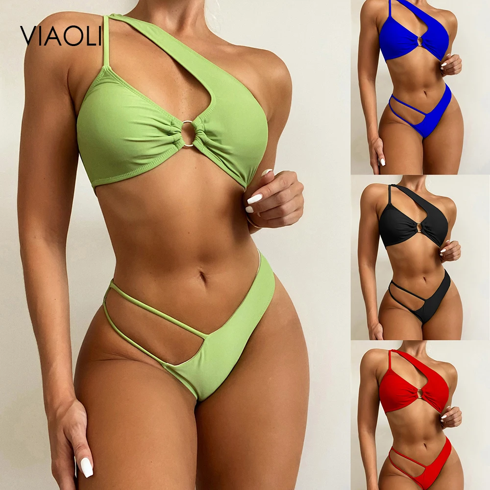 

Multicolor Bikini Set Two Piece Ladies Sexy Swimsuit Fashion One Shoulder New Swimsuit Set Swimsuit Women Sexy Fashion Beachwear