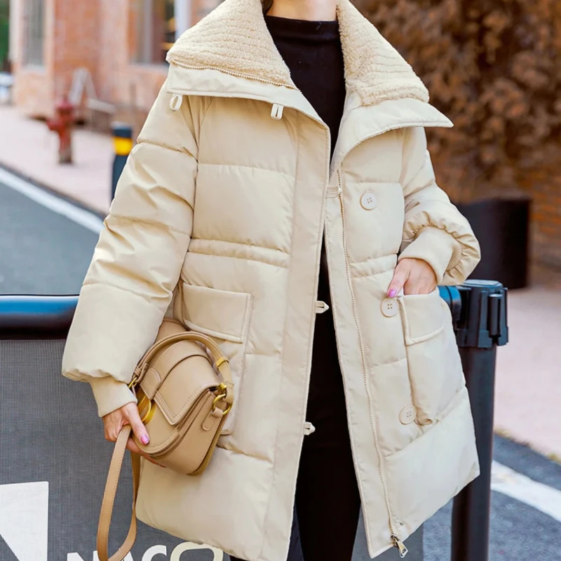 Стеганые пальто с подкладкой для женщин толстые хлопковые куртки средней длины