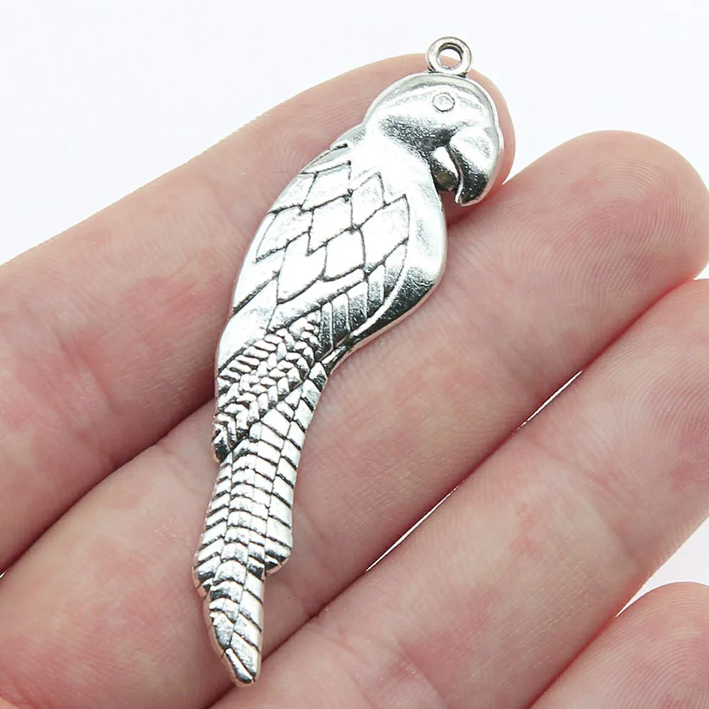 

10pcs Antique Silver Bronze Color 58x16mm Big Fly Bird Parrot Charms Pendant for DIY Handmade Metal Jewelry Making Accessories