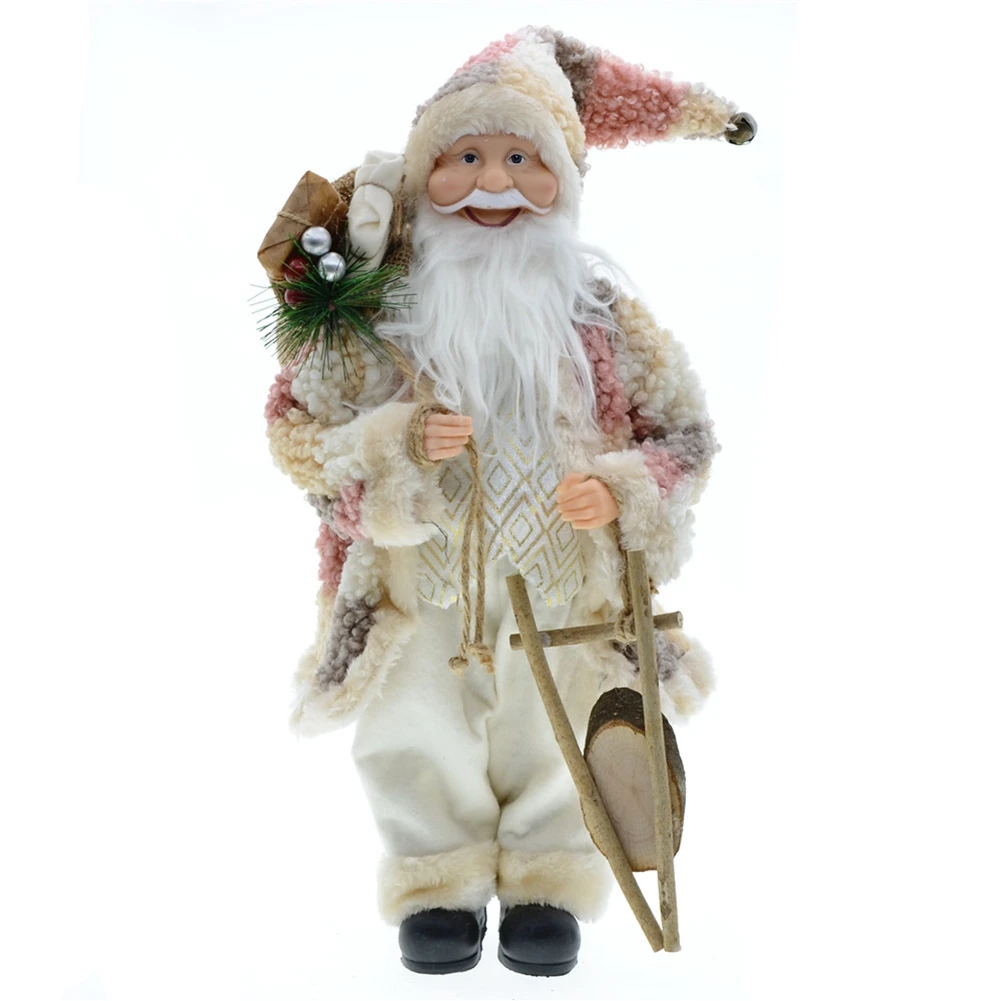 

New Year Christmas Tree Ornaments 45cm Big Standing Santa Claus Figurine Plush Doll Toys Gift Decor for Home Christmas,1
