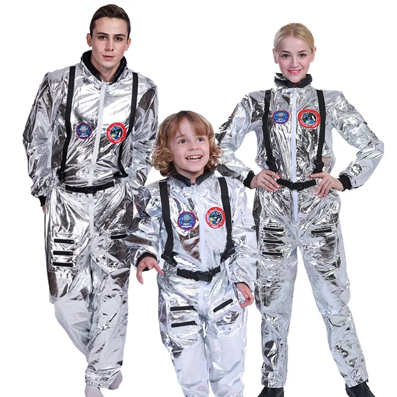 

Adult Kid Astronaut Alien Spaceman Cosplay Helmet Carnival Men Women Pilots Outfits for Halloween Group Family Matching Costume