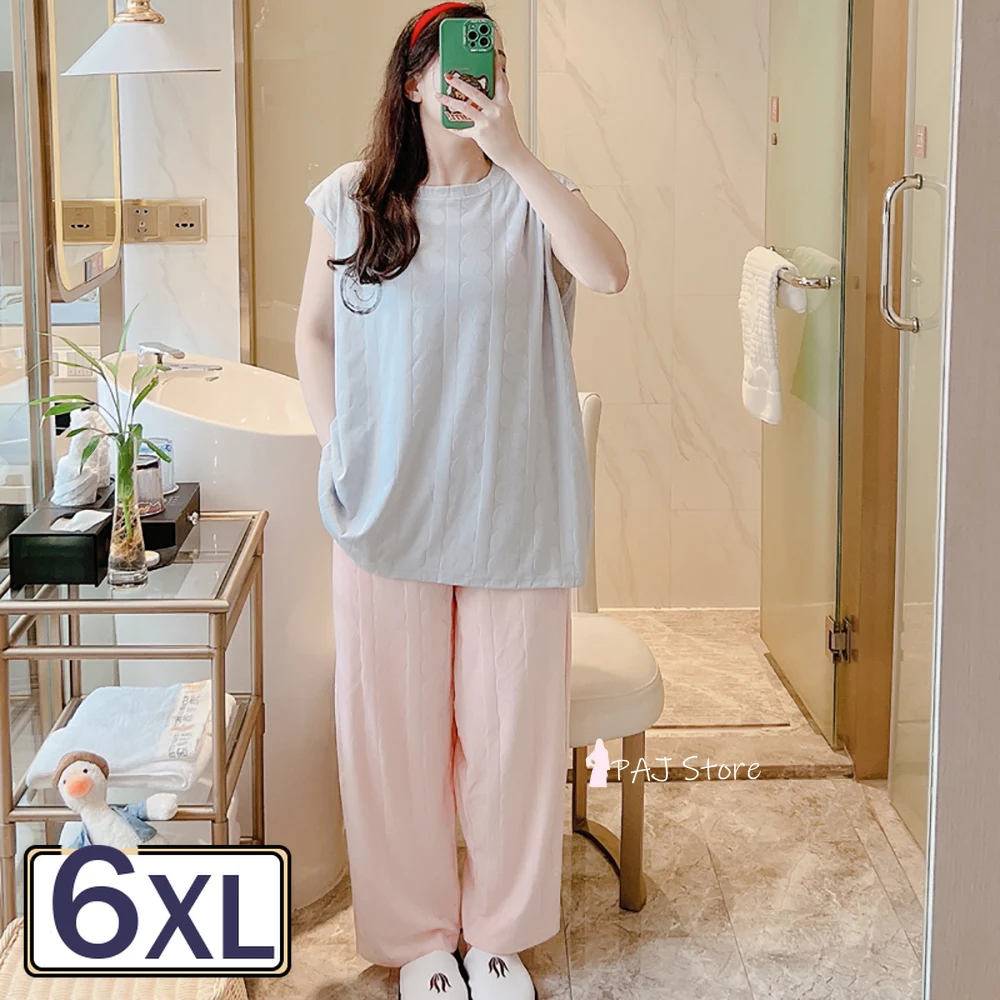 

Summer Short Sleeved Large Size Women's Pajamas Set Nightwear Sleepwear Lounge Homewear Loungewear Home Clothing Pyjamas 6XL Pj