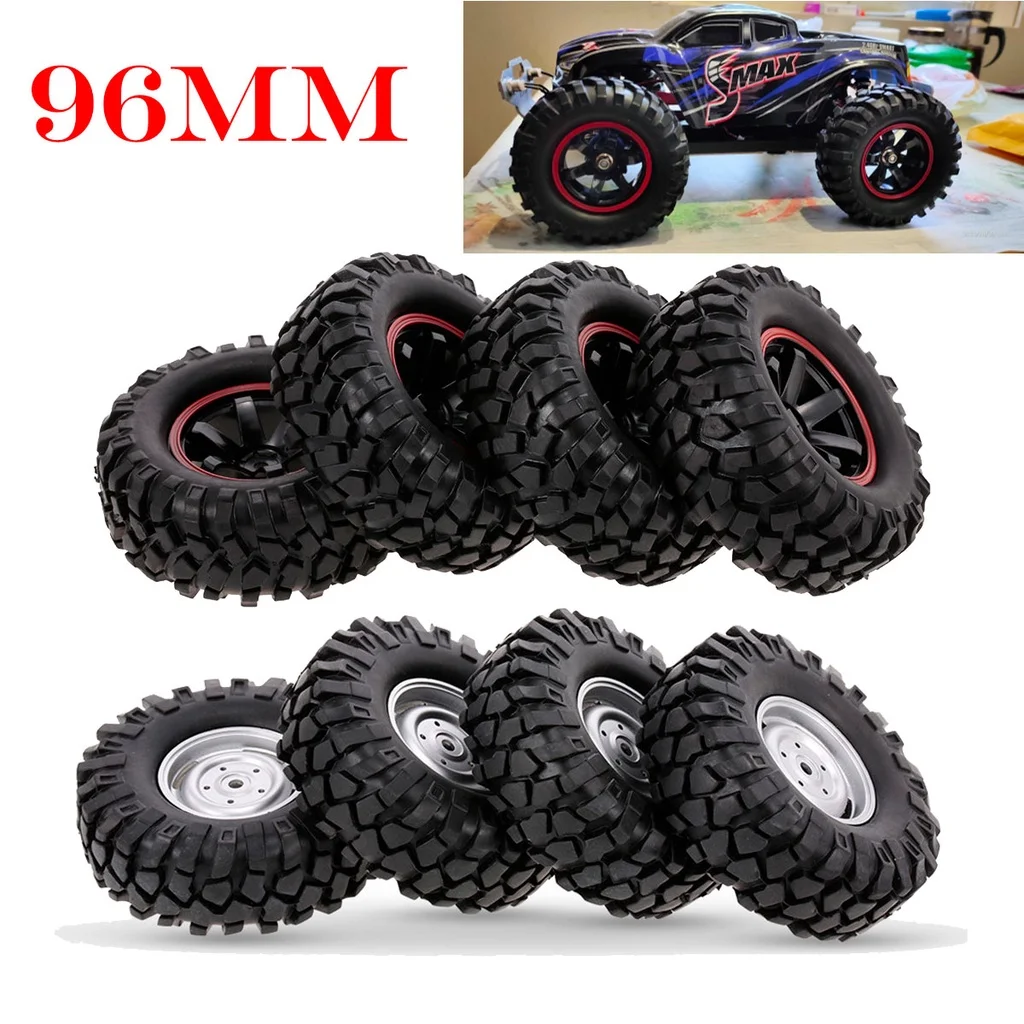 

4 шт. 96 мм, 1,9 дюйма, резиновая шина, обод колеса Beadlock для AXIAL D90 RC Crawler Car Wltoys 144001 Traxxas Trx-4