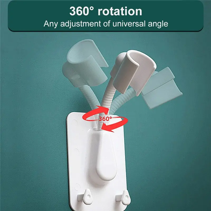 

360° Shower Adjustable Self-Adhesive Wall Mount Head Holder Bathroom Universal