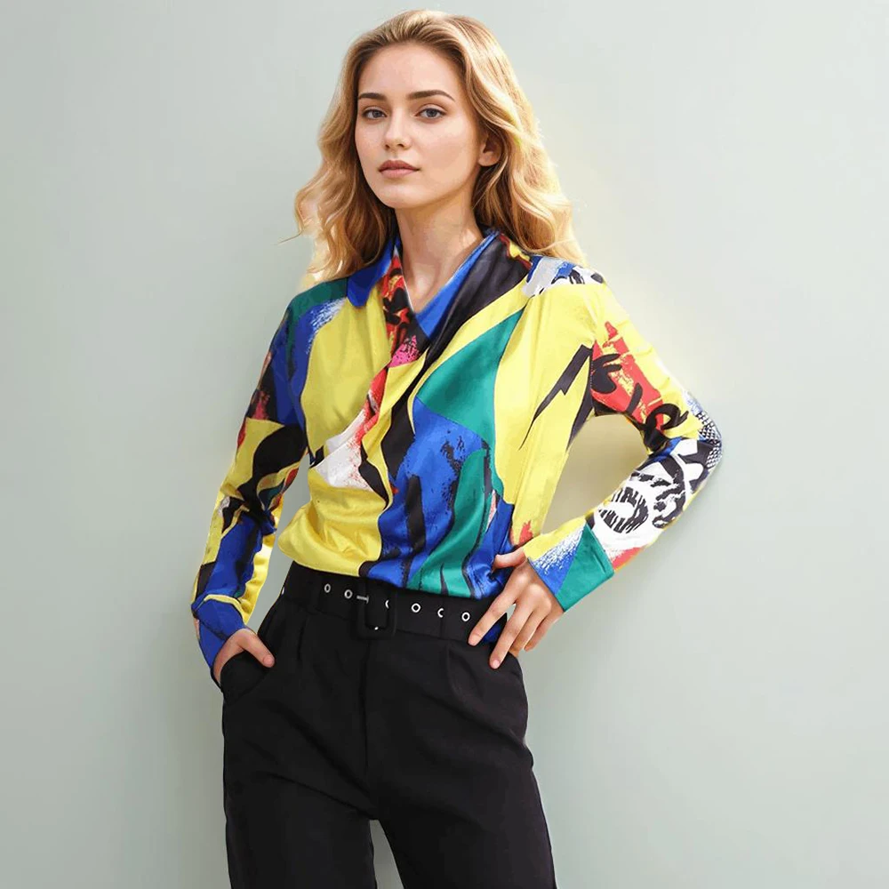 Женское боди-туника с V-образным вырезом и длинным рукавом