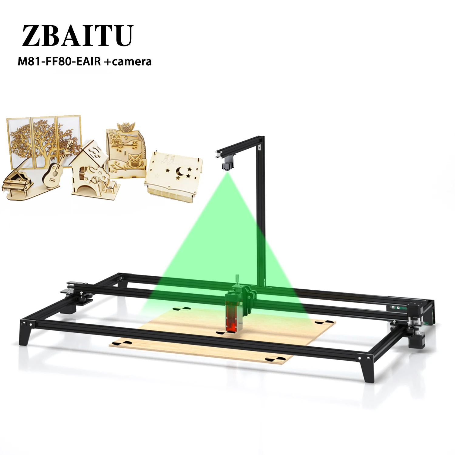 

ZBAITU Laser Engraver With Air Assisted 80W Laser Engraving Machine Cnc Machine 450±5nm Blue Light 81*46cm Engraving Area