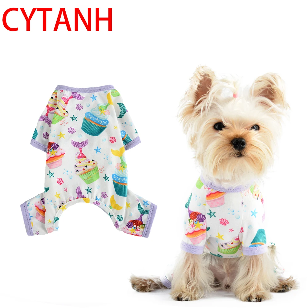 

Dog Clothing Is Soft and Breathable Print and Cute Small and Medium Sized Pet Dog Clothes for Small Dogs Jumpsuit Paper Cup Cake
