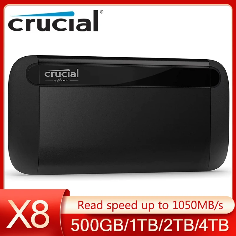 

Crucial X8 1TB 2TB Portable SSD USB 3.2 External Solid State Drive USB-C USB-A Up to 1050MB/s For Desktop Laptop