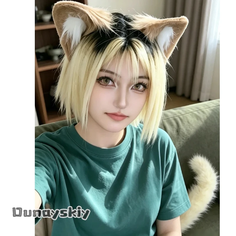 Фото Парик для косплея CR7.27*Chainsmoker Cat Etsushimaru Yakuko Yakuneko, пушистый, из смешанного волокна, аксессуар для аниме, на Хэллоуин №1