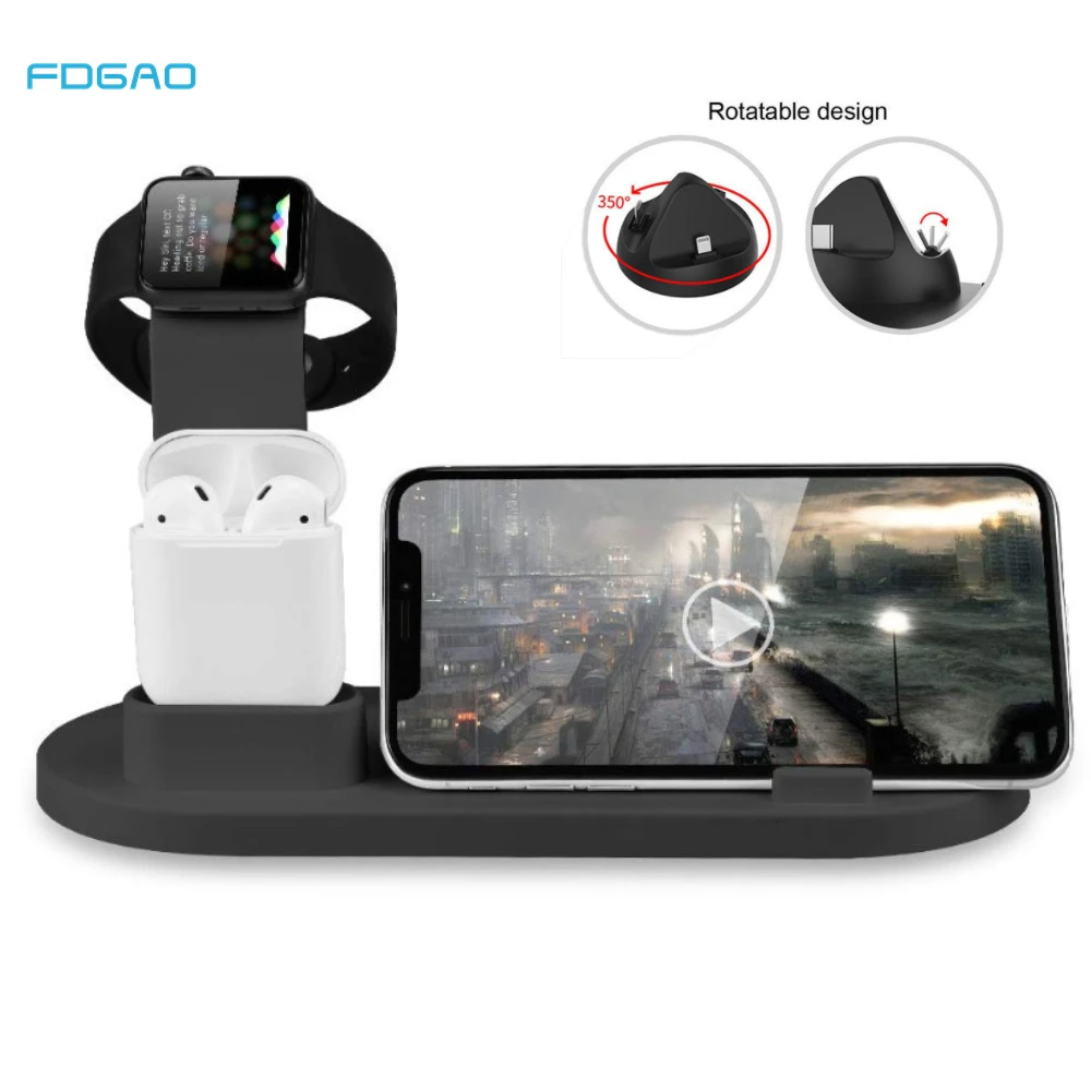 

Док-станция 3 в 1 для быстрой зарядки iPhone 13 12 11 XR 8 Samsung S21 S20 S10, зарядка USB для Apple Watch 7 6 5 4 3 AirPods Pro