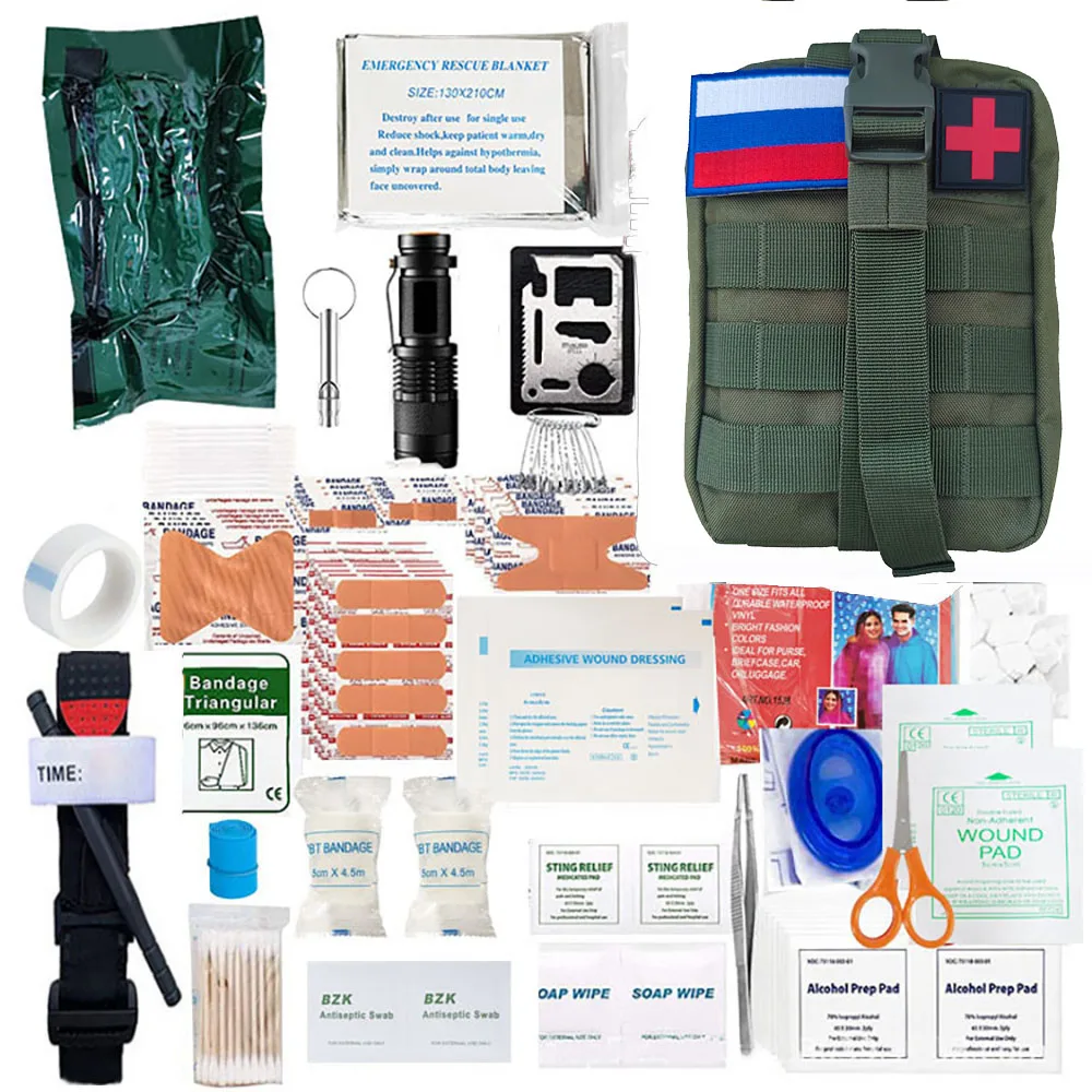 

2022 Survival First Aid Kit Molle Outdoor Camping Adventure Disaster Survival Kit Trauma Disinfection Hemostasis Medical Kit