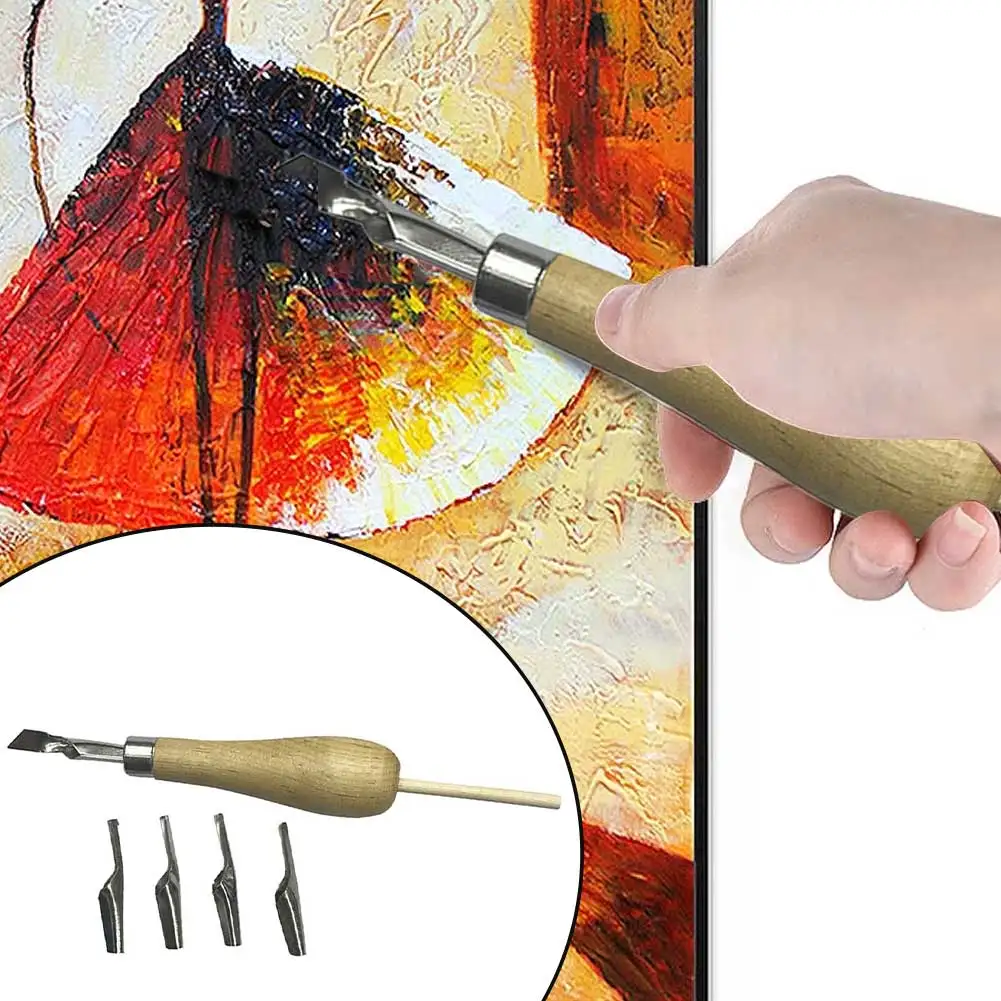 

Drawing For Oil Painting Palette Cutter Kit Wood Handle Practical Colour Modulation Artist Tools Home Portable Multifunction DIY