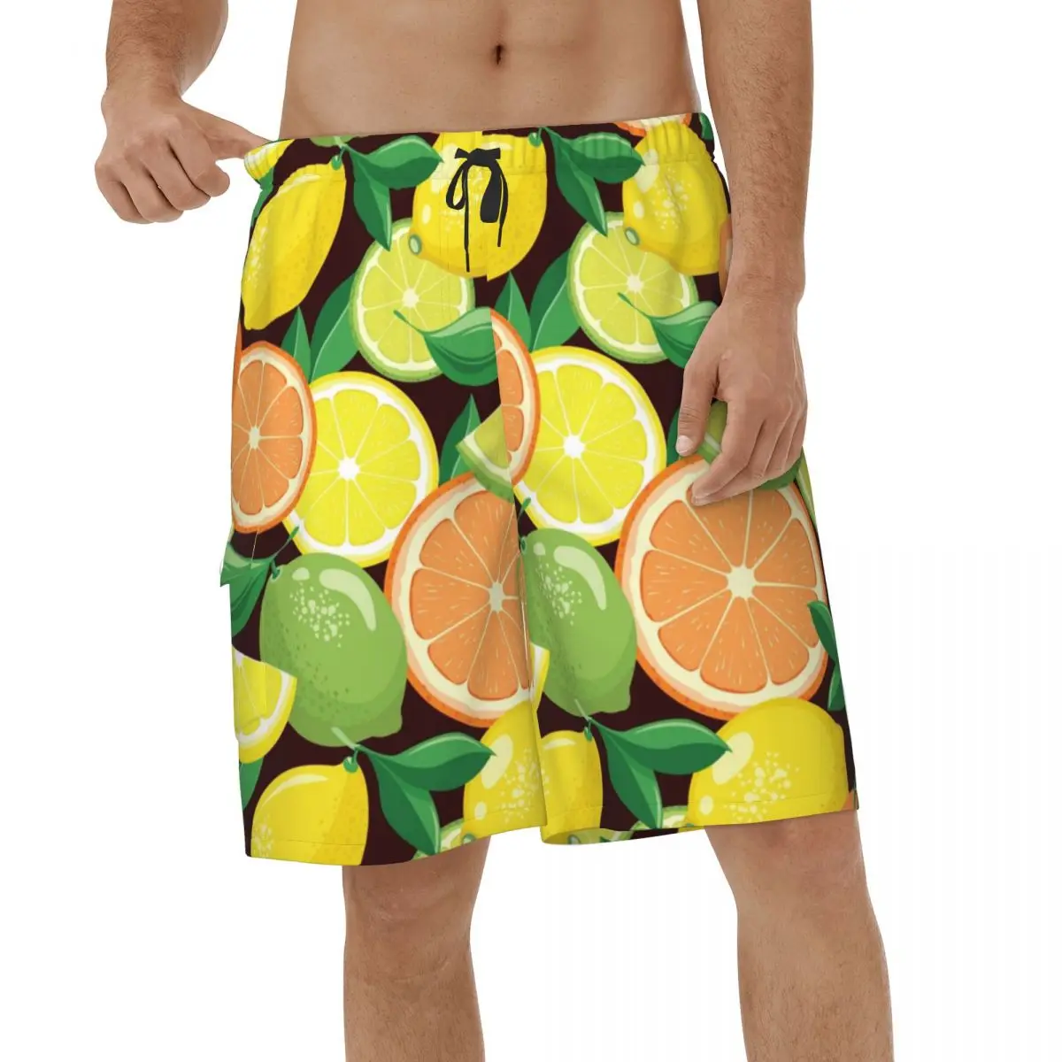 

Fresh Cool Citrus Fruits Shorts Quick Dry Mens Swimwear Casual Male Swim Trunks