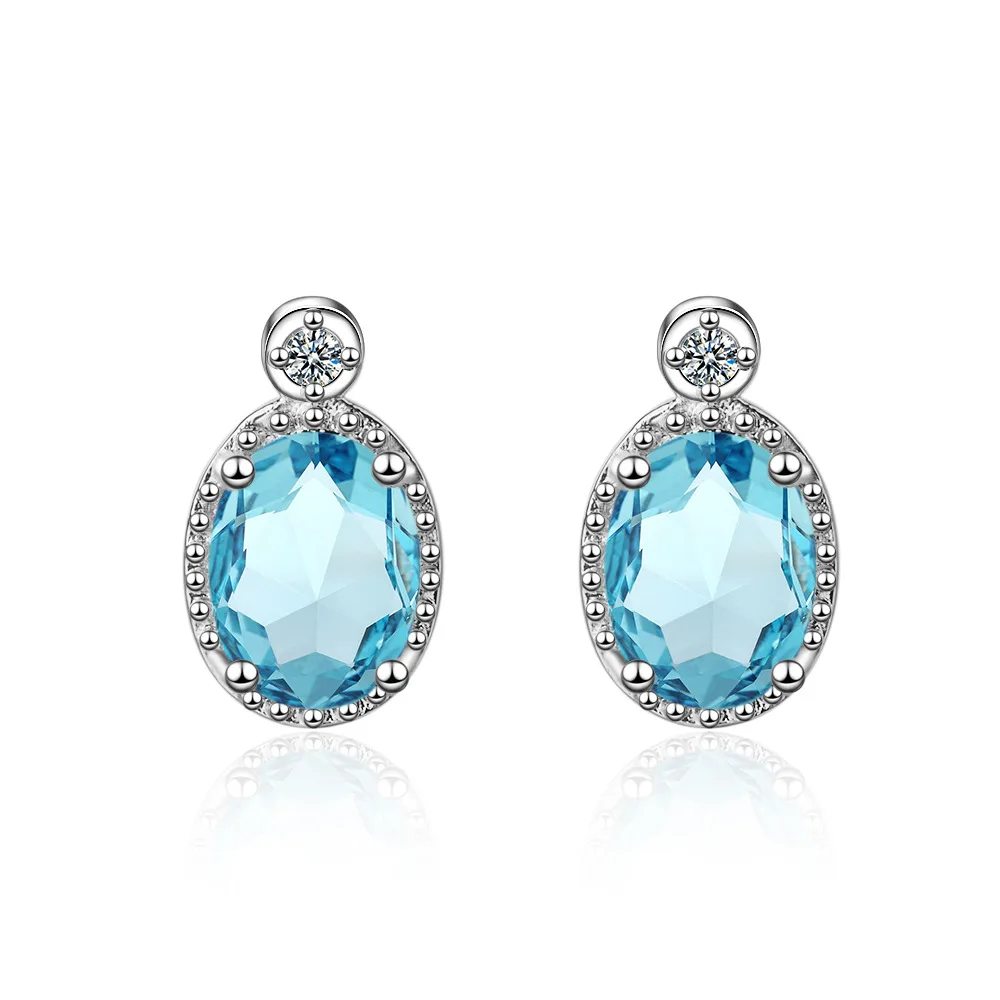 

Solid S925 Sterling Silver Origin Sapphire Drop Earring Female Aros Mujer Oreja Blue Sapphire Gemstone Orecchini Jewelry