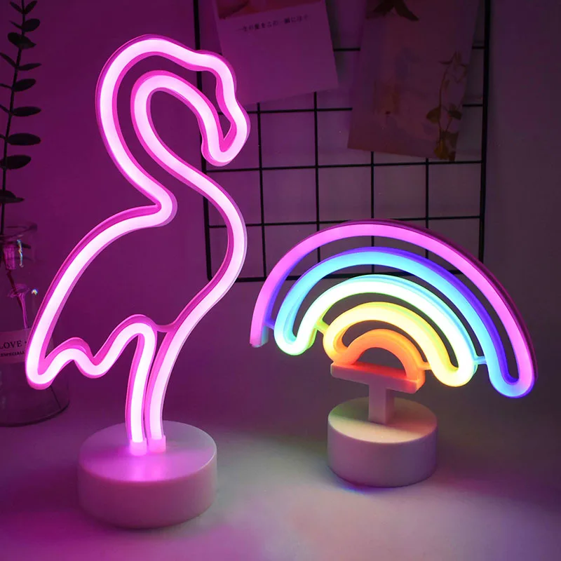 

Neon Light Sign LED Night Light Flamingo Unicorn Cactus Lamp Battery Powered for Home Table Wedding Birthday Party Decoration