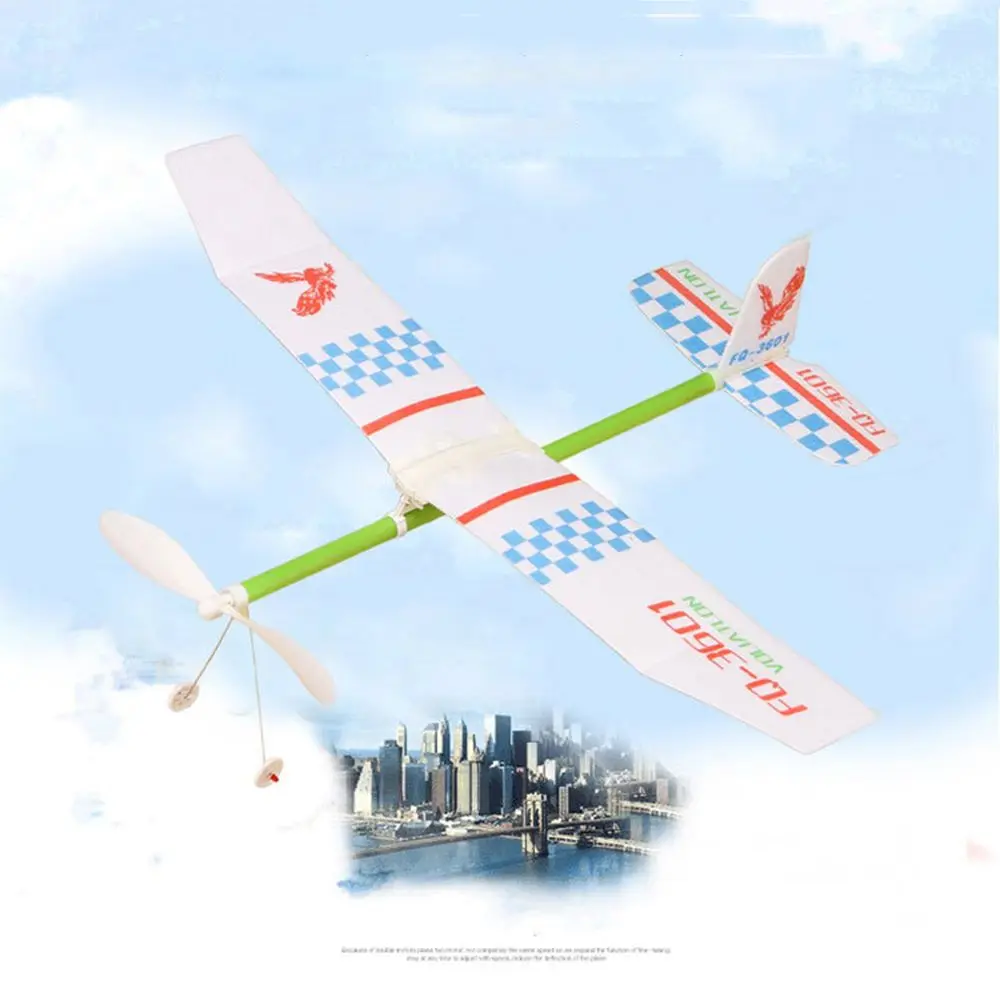 

DIY Educational Toys for Students Hand Throw Airplane Model Rubber Bands Power Flying Glider Foam Plane Aircraft Toy