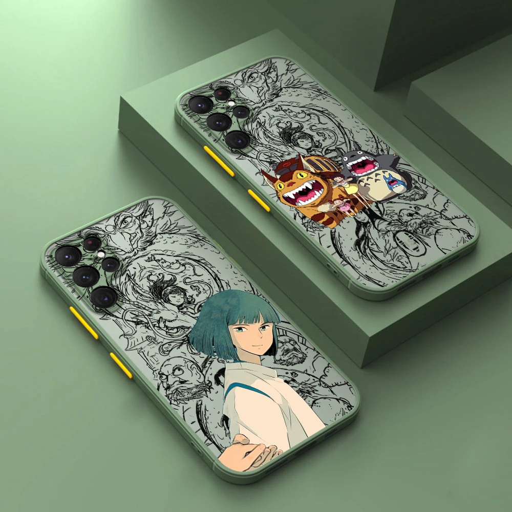 

Anime Spirited Away lover Phone Case For Samsung S22 S21 Ultra S20 FE S10E S10 Lite Plus Frosted Translucent Matte Cover