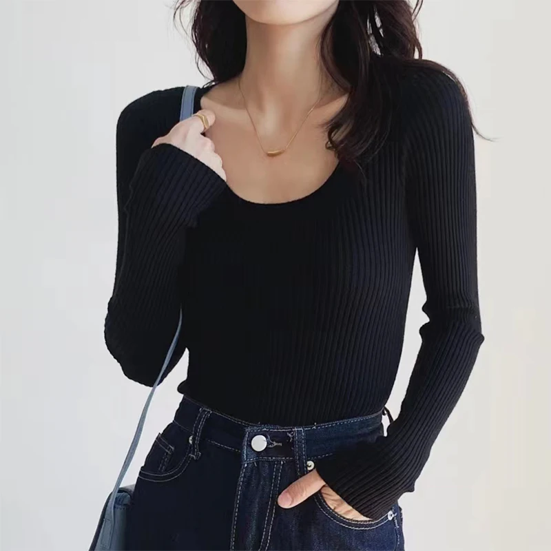 Магазин феи 608. # Осенне-зимняя рубашка с большим U-образным воротником и ключицей