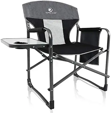 

Director Chair Heavy Duty Frame Collapsible Recliner with Side Table, Supports 300 lbs