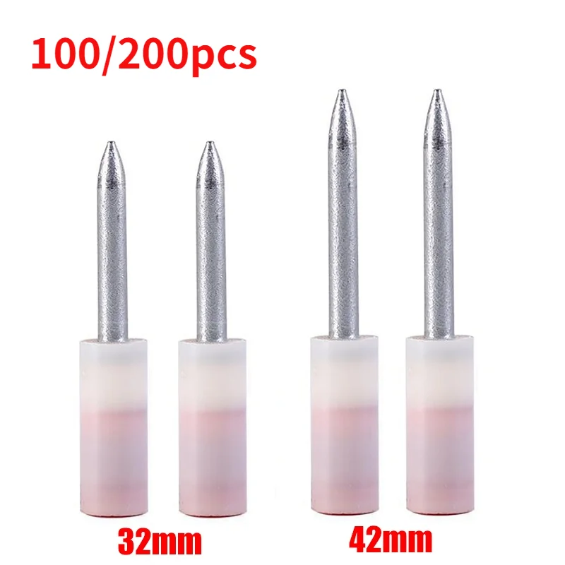 100/200PCS 42/32mm Nail Gun Fire Nail Naked Nail for Manual Steel Nails Gun Accessories for Ceiling Fire Pipes Guardrails Piling