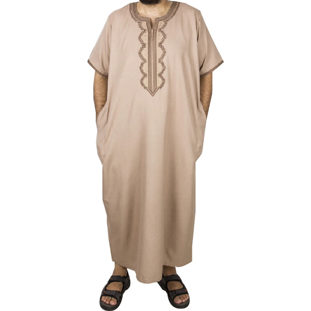 Muslim Fashion Men Robe Pakistan Arabic Abaya Jubba  Thobe Ropa Islamica Hombre Kaftan Islamic Clothing Bonnet Homme Musulman