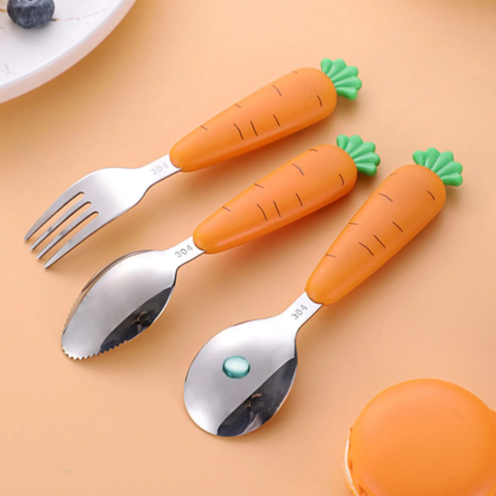 

Детская утварь, новинка, мультяшная вилка для младенцев в виде моркови, круглые Мультяшные ручки для моркови, Детская утварь