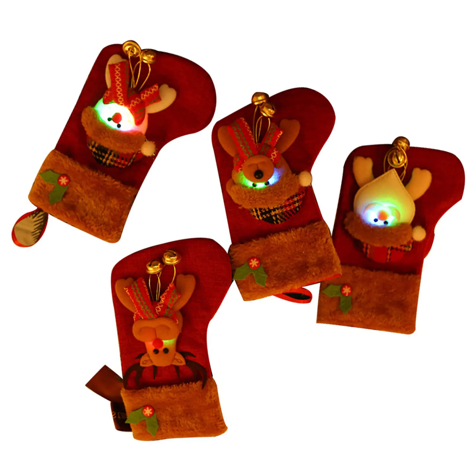 

Рождественские чулки с подсветкой, многоразовые декоративные чулки, праздничные украшения сезона