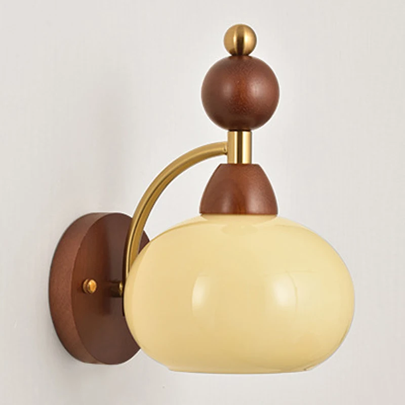 Настенный светильник в стиле ретро для кабинета спальни цвет орехового дерева