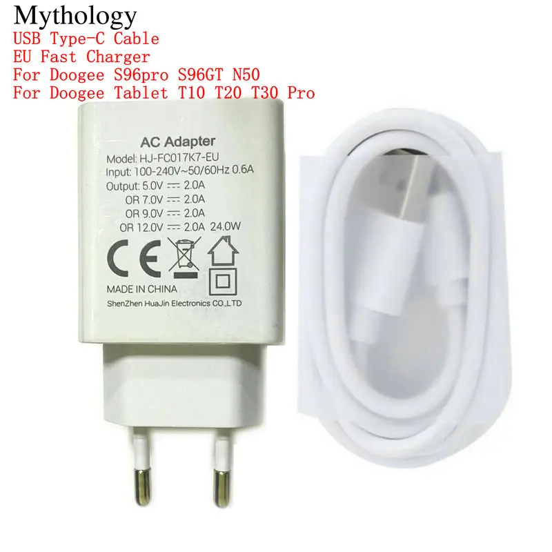 Быстрое Зарядное устройство Для Doogee S86 Pro S86 S59 Pro S95 Pro 24 Вт ЕС Быстрая зарядка 12 В 2 А USB-кабель Тип с аксессуары для сотовых телефонов