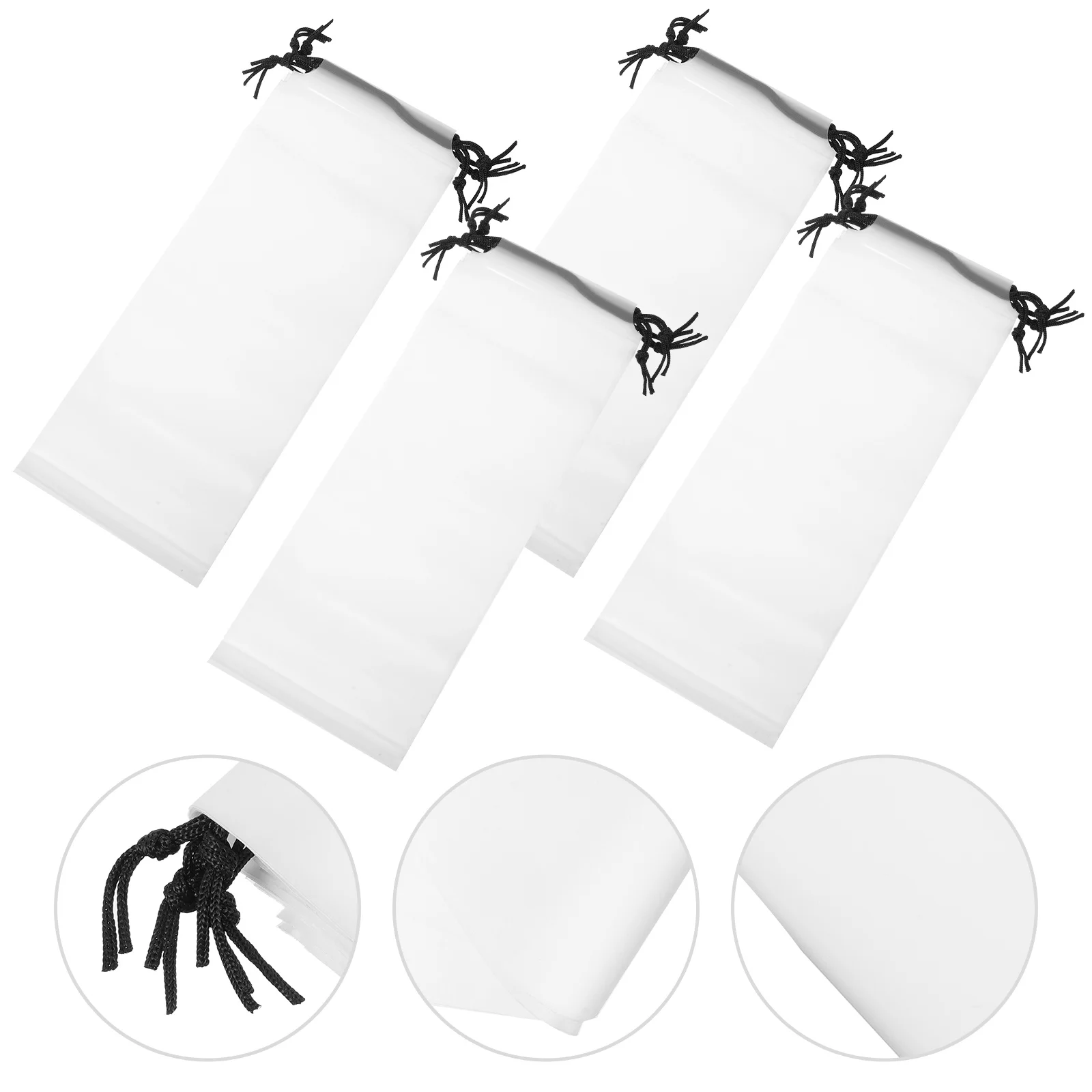 

4 Pcs Umbrella Storage Bag Folding Protector Cover Outdoor Umbrellas Container Clear Drawstring Bags Carrying Pouch Protection