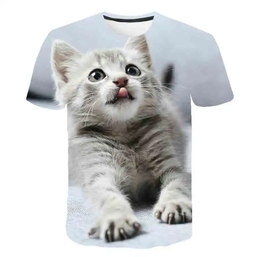 

Cat 3D Animal Printed T Shirt For Choldren Boys Girls Summer Short sleeve Cat T-shirt Funny Tshirt Kids Children Clothes 4-14T
