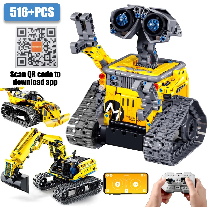 

Technical 3 IN 1 City Engineering Car Excavator Bulldozer Transform RC Robot Model Building Blocks Bricks Toys For Children Gift