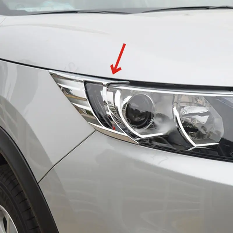 

FIT FOR NISSAN QASHQAI J11 2014 -2018 CHROME FRONT HEAD LIGHT LAMP EYEBROW TRIM COVER BEZEL GARNISH EYELID ACCESSORIES