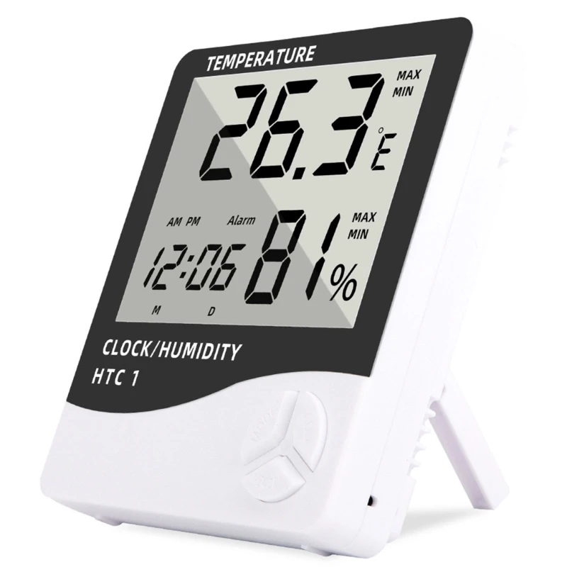 

Electronic Thermometer Hygrometer Large LED Display Digital Humidity Temperature Meter Gauge with Time Date Alarm