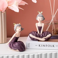 beautiful girl sculpture resin crafts home decoration desk accessories girls cute room decoration figurines for interior gifts