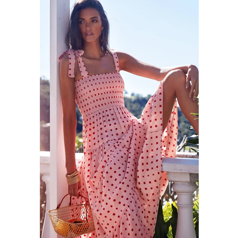

Multicolor Boho Dresses For Women Summer 2022 Fashion Print Spaghetti Strap A Line Dress Loose Leisure Beach Wear Ladies Clothes