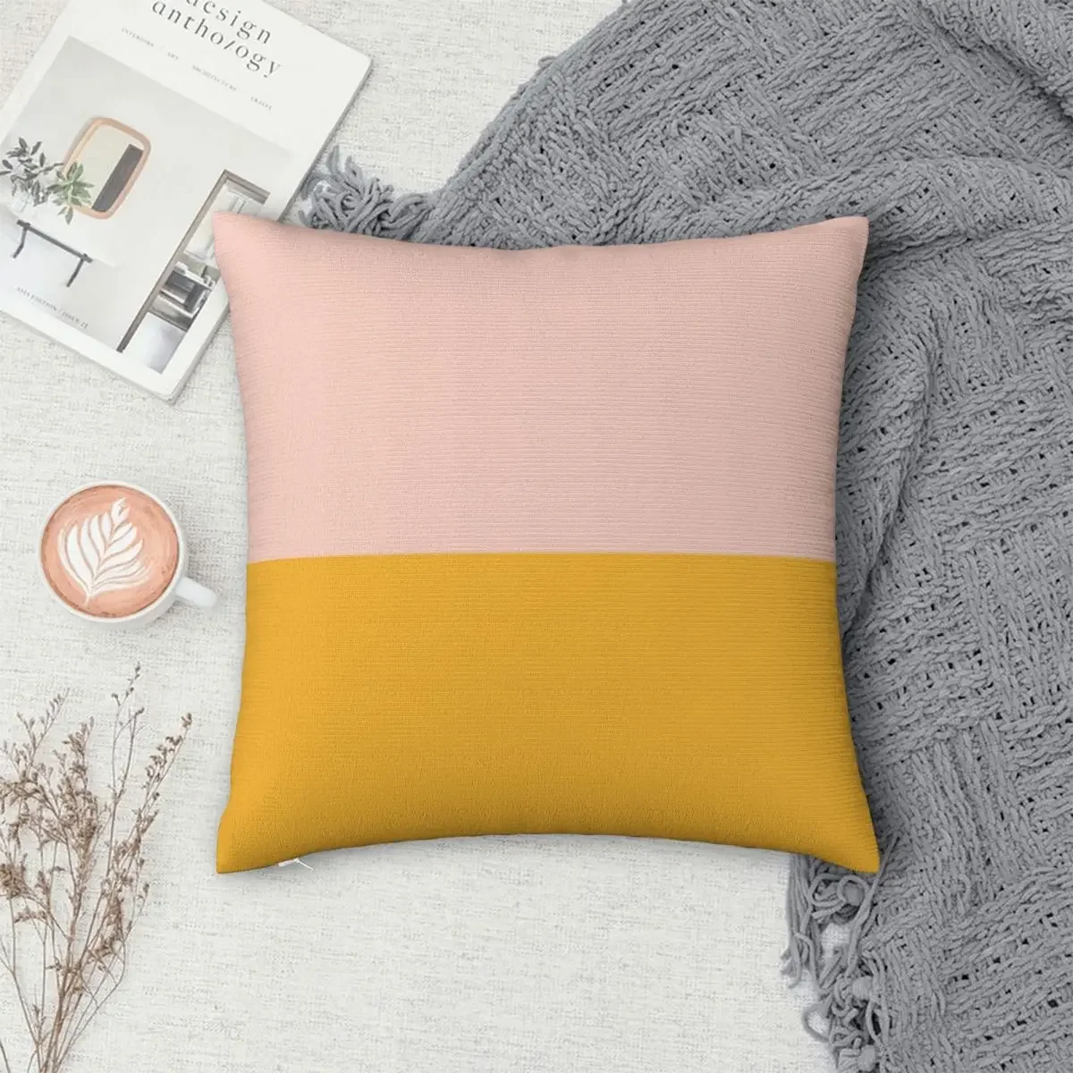 

Blush Pink And Mustard Yellow Pillowcase Polyester Pillows Cover Cushion Comfort Throw Pillow Sofa Decorative Cushions Used