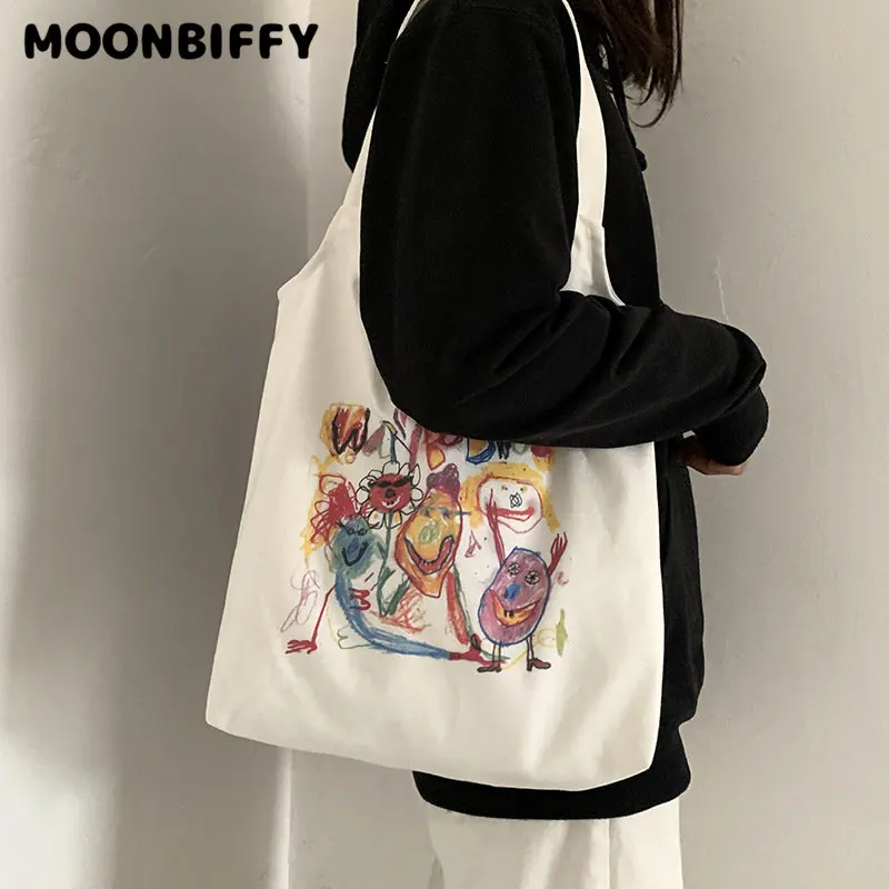 

Новая японская Сумка-тоут для покупок для женщин 2022, Литературная мультяшная Холщовая Сумка через плечо, Женская Студенческая хлопчатобума...