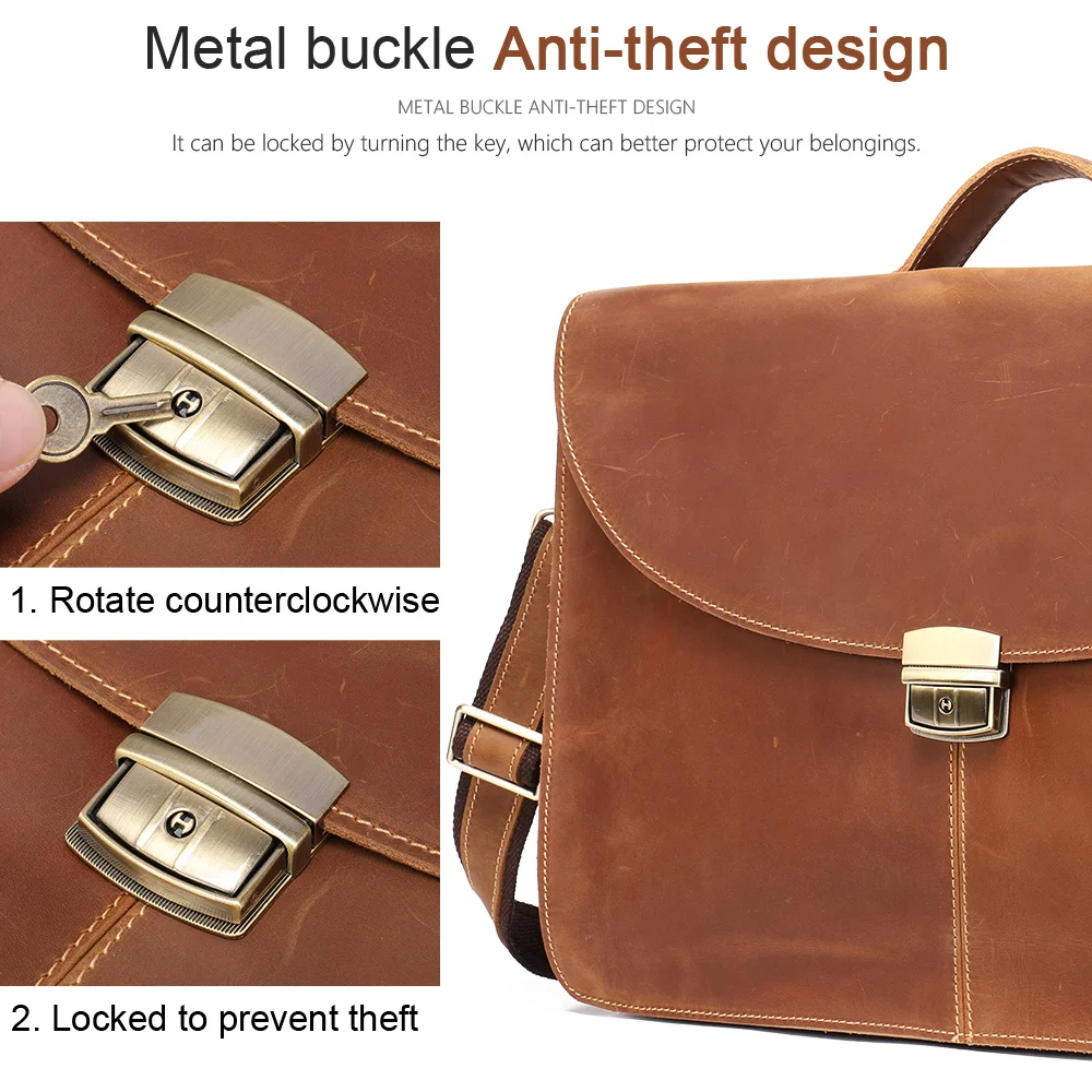 Портфель Crazy Horse из натуральной кожи для мужчин подходит ноутбука 15 6 дюйма Сумка