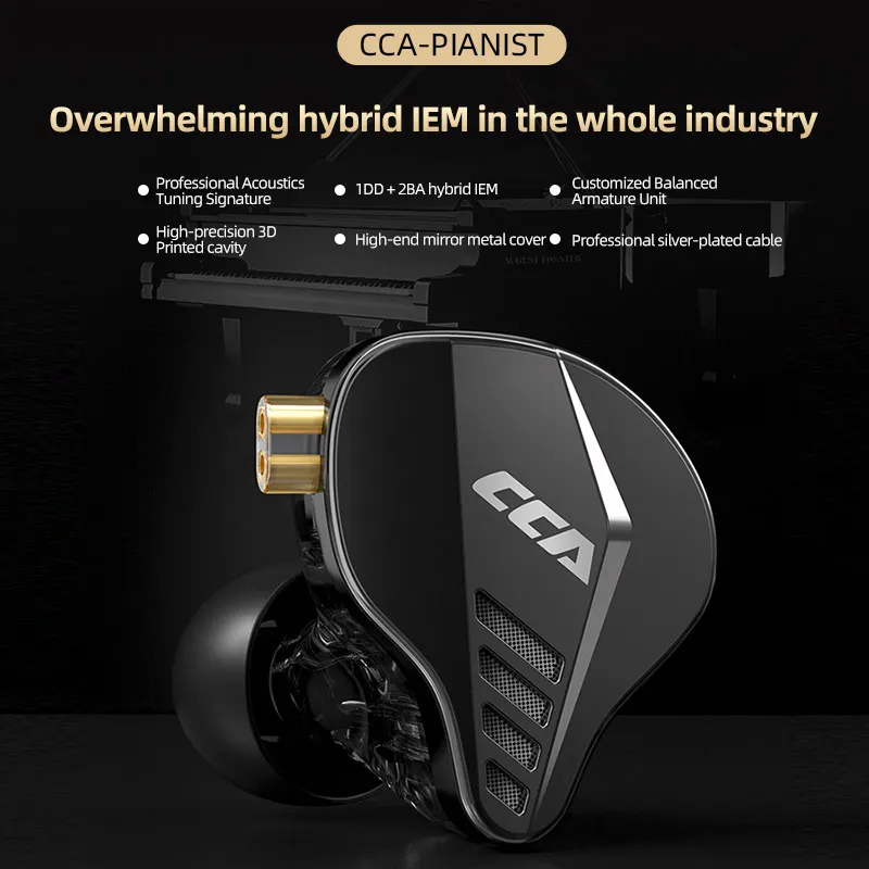 CCA наушники-вкладыши из металла проводные для монитора Hi-Fi наушники с басами