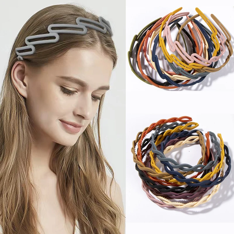

Solid Color Simple Geometric Headband Fashion All-match Matte Wave Non-slip Acrylic Face Wash Headband Girl Hair Accessories