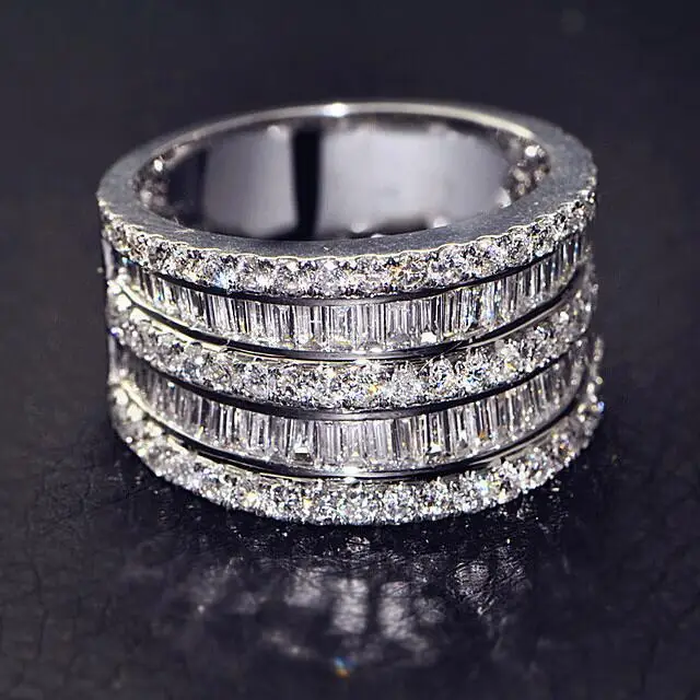 

Big Zircon Stone Silver Color Band Rings for Women Wedding Engagement Rings Fashion Jewelry 2022 Hot Sale