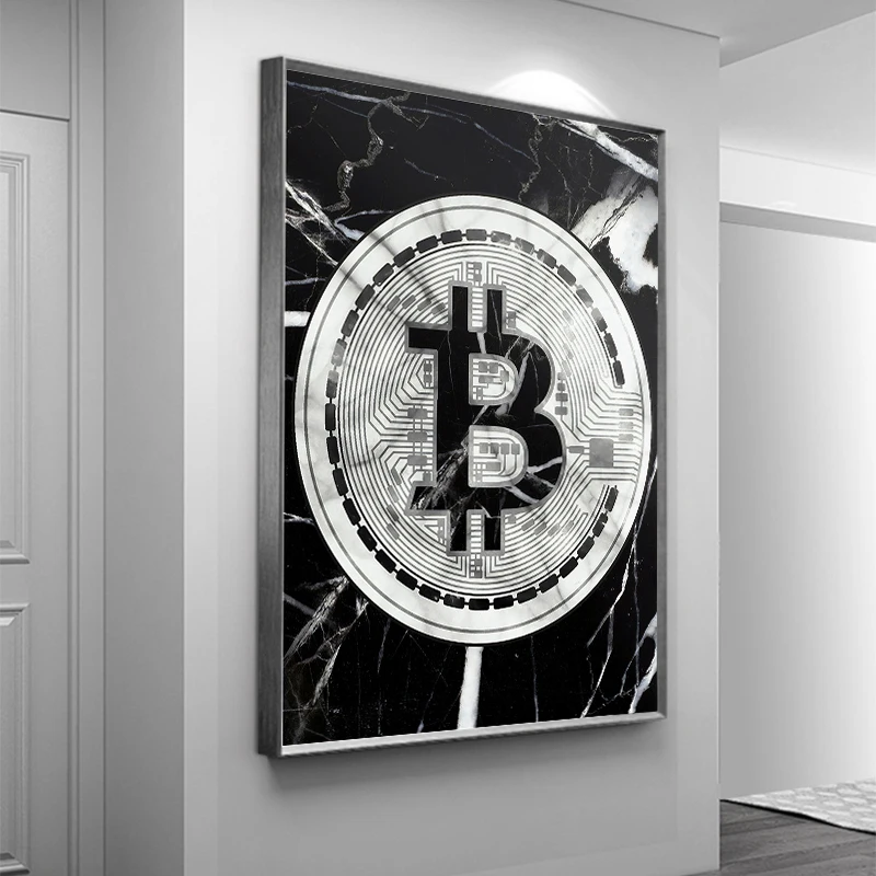 

Современное вдохновляющее искусство Биткоин, холст, живопись, настенные постеры, печать, Настенная картина для гостиной, дома, Куадрос, деко...