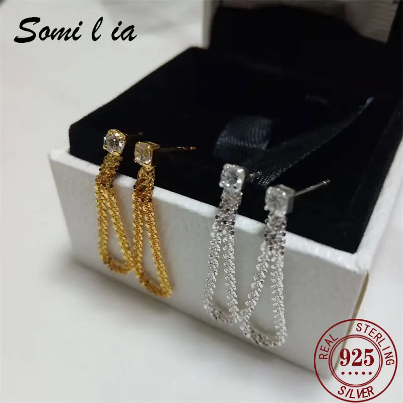 

SOMILIA New Fashion 18K Gold Studs Earrings S925 Silver Lucky Hope Snowflakes Shining Stud Earring Lover for Women Jewerly Gift