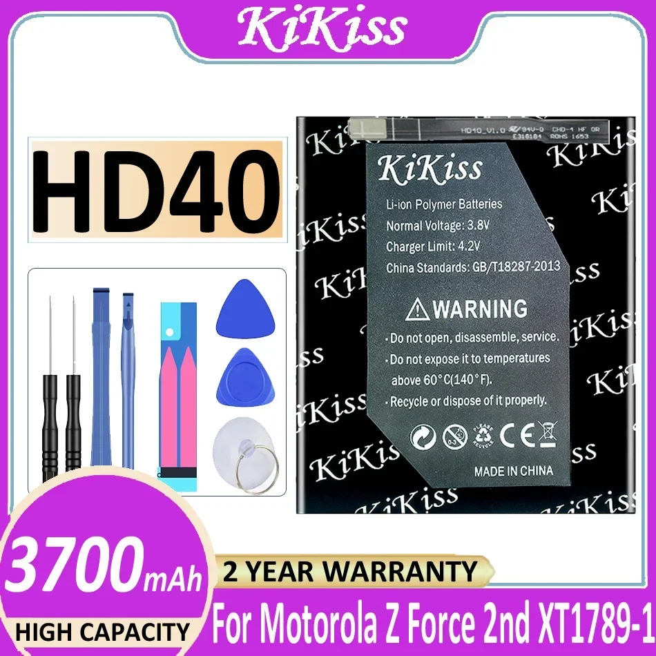 Аккумулятор KiKiss HD40 3700 мАч для Motorola Moto Z Force 2nd Gen Z2 XT1789-1/03/05 батарея