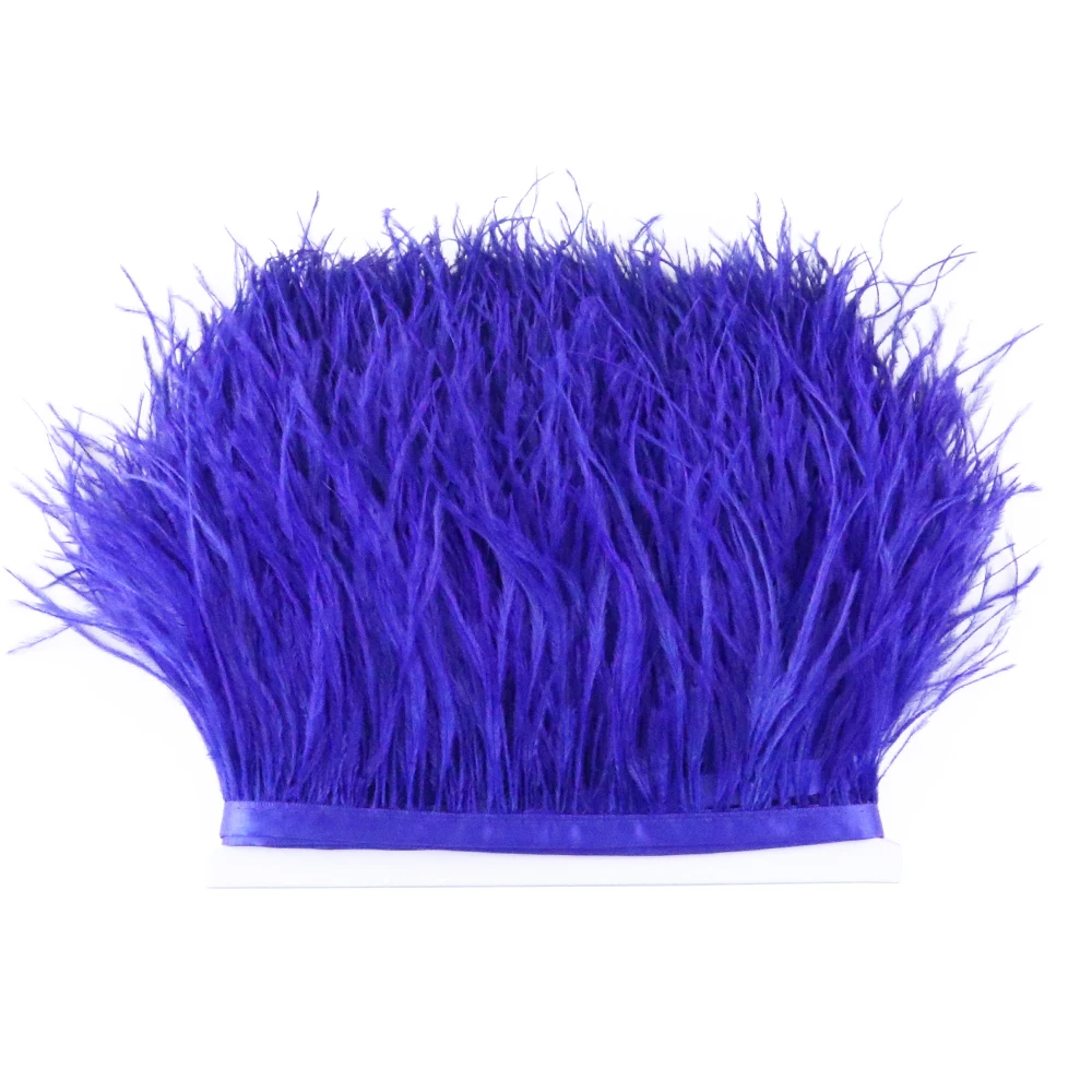 

Blue Ostrich Feathers Trim Fringe Craft 10-13cm Top Quality Feather Ribbon for Sewing Wedding Dress Decoration Carnival Clothing