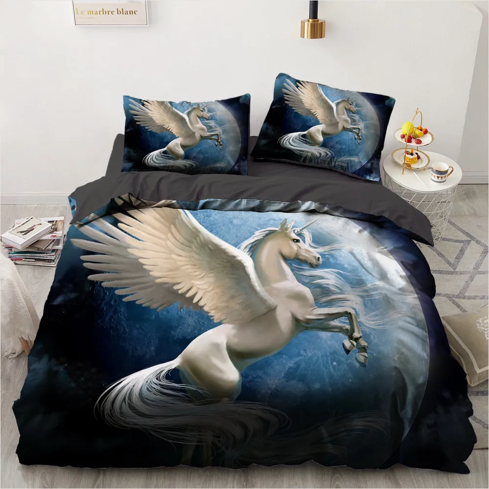 

Quilt Duvet Cover Set Cute Comforter Bedding Set Custom Bedclothes Bed Linen For Baby Kids Gift 3D Unicorn Cartoon Design